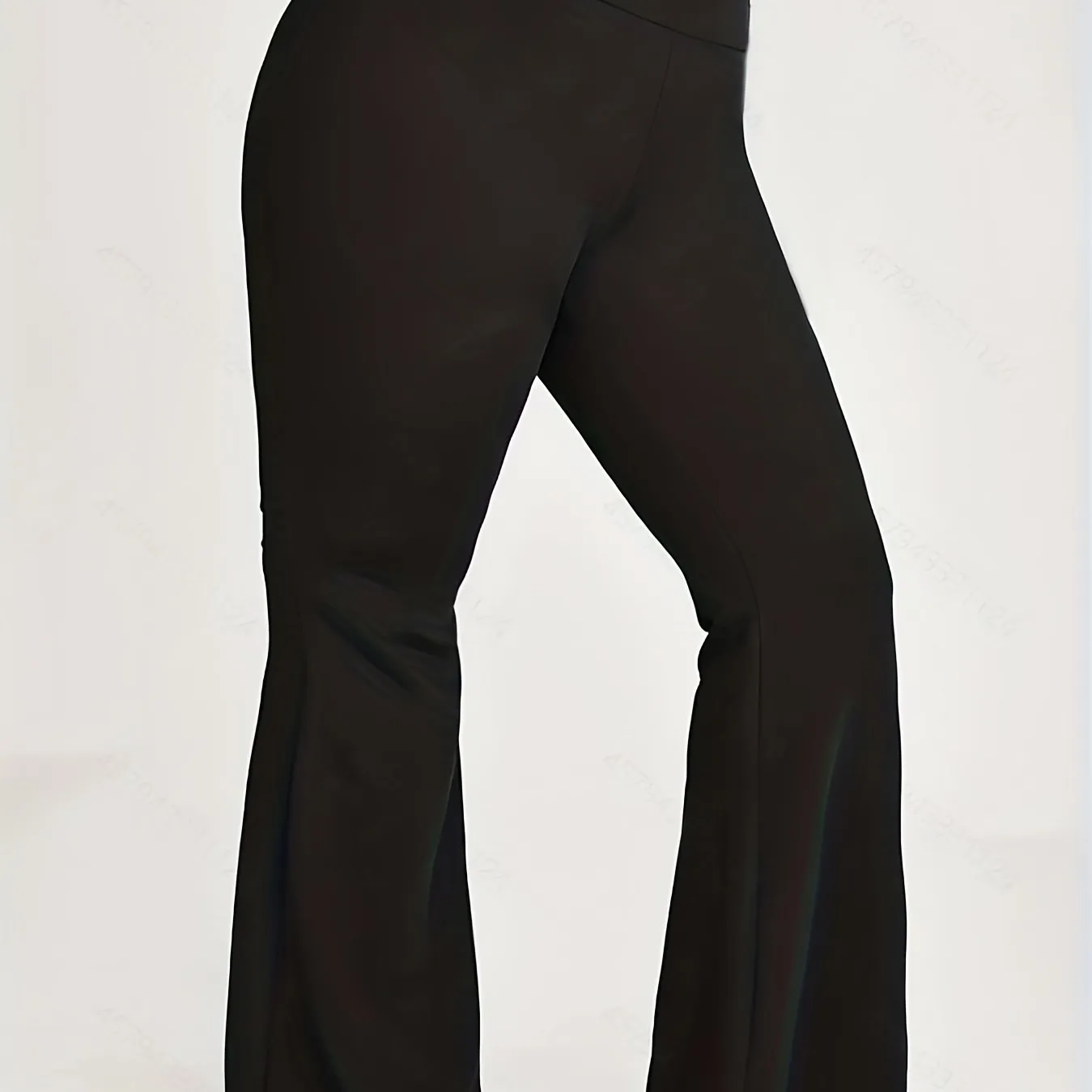 Plus Size Solid High Waisted Flare Leggings - Comfortable Stretch for Elevated Style