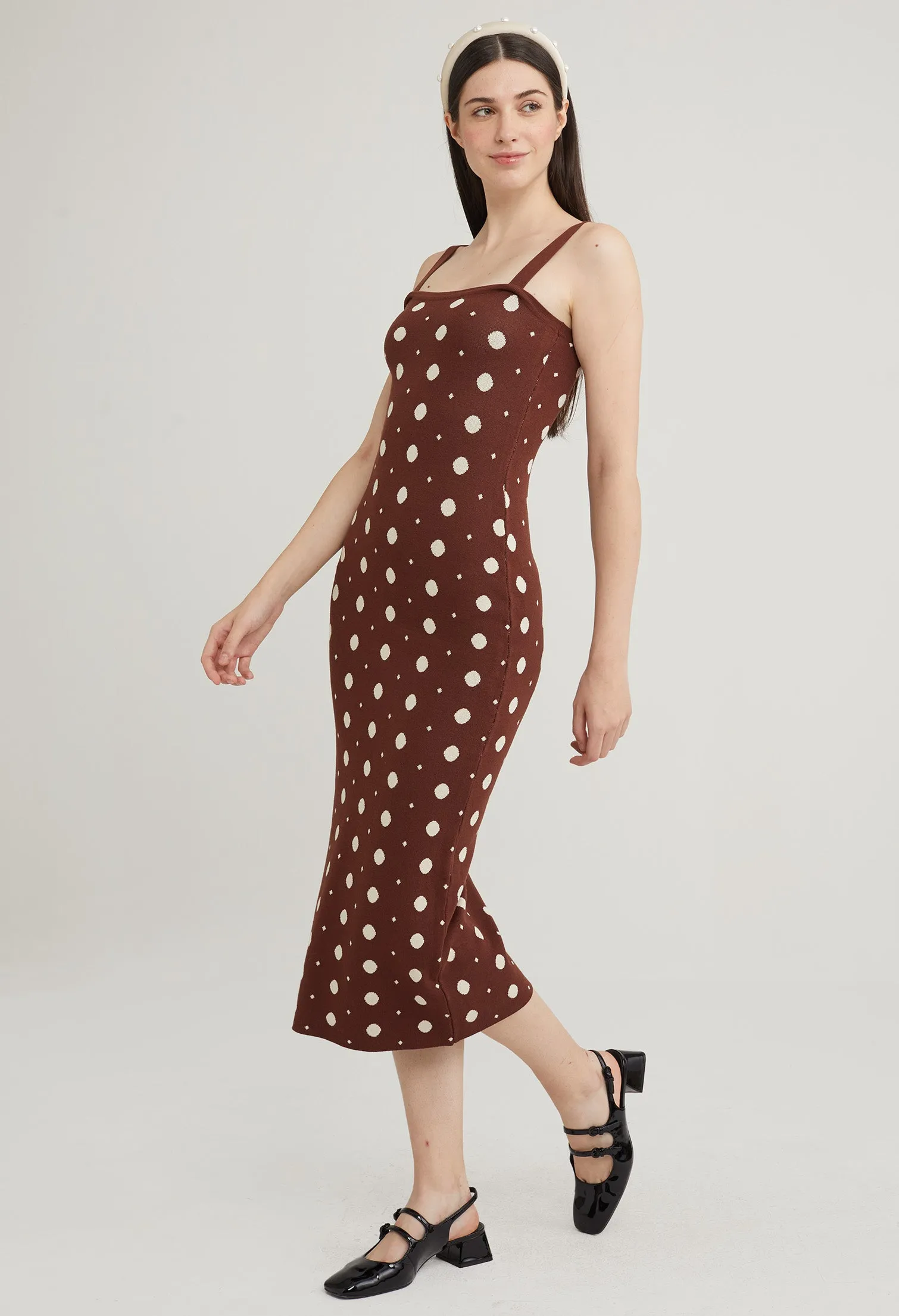 Polka Dot Knit Bodycon Dress