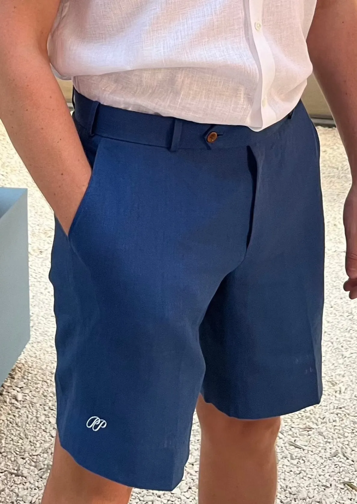 PP linen shorts - Navy Blue