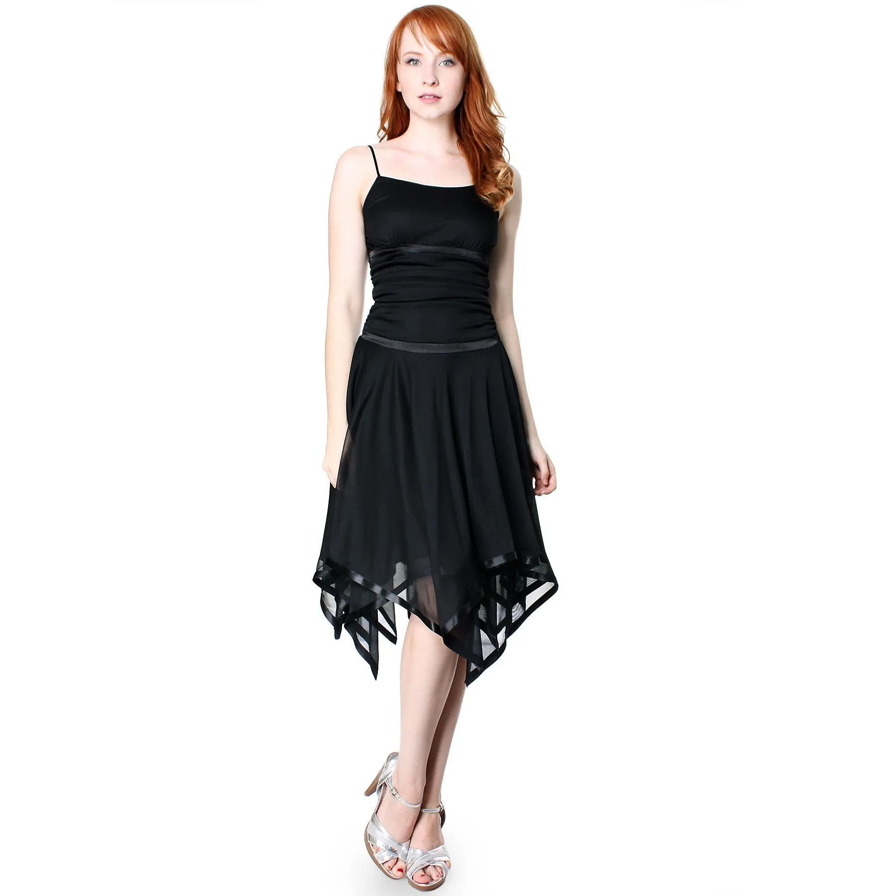 Romantic Polyester Sheer A Line Cocktail Dress with Satin Trim