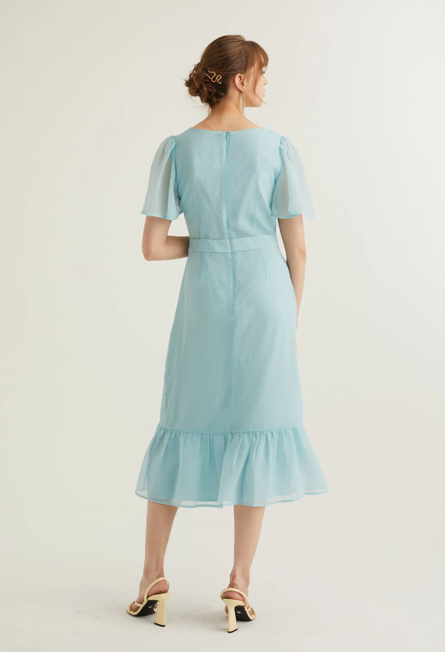 Ruffle Tiered Belted Drop Waist Dress