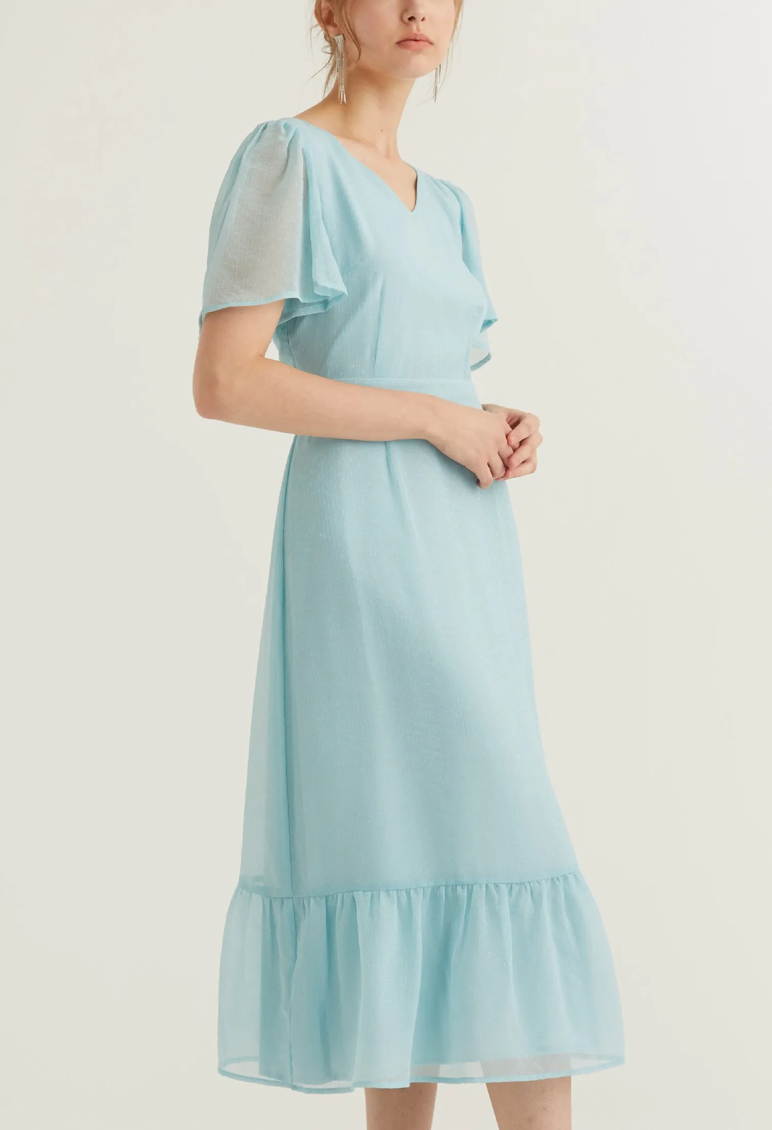 Ruffle Tiered Belted Drop Waist Dress