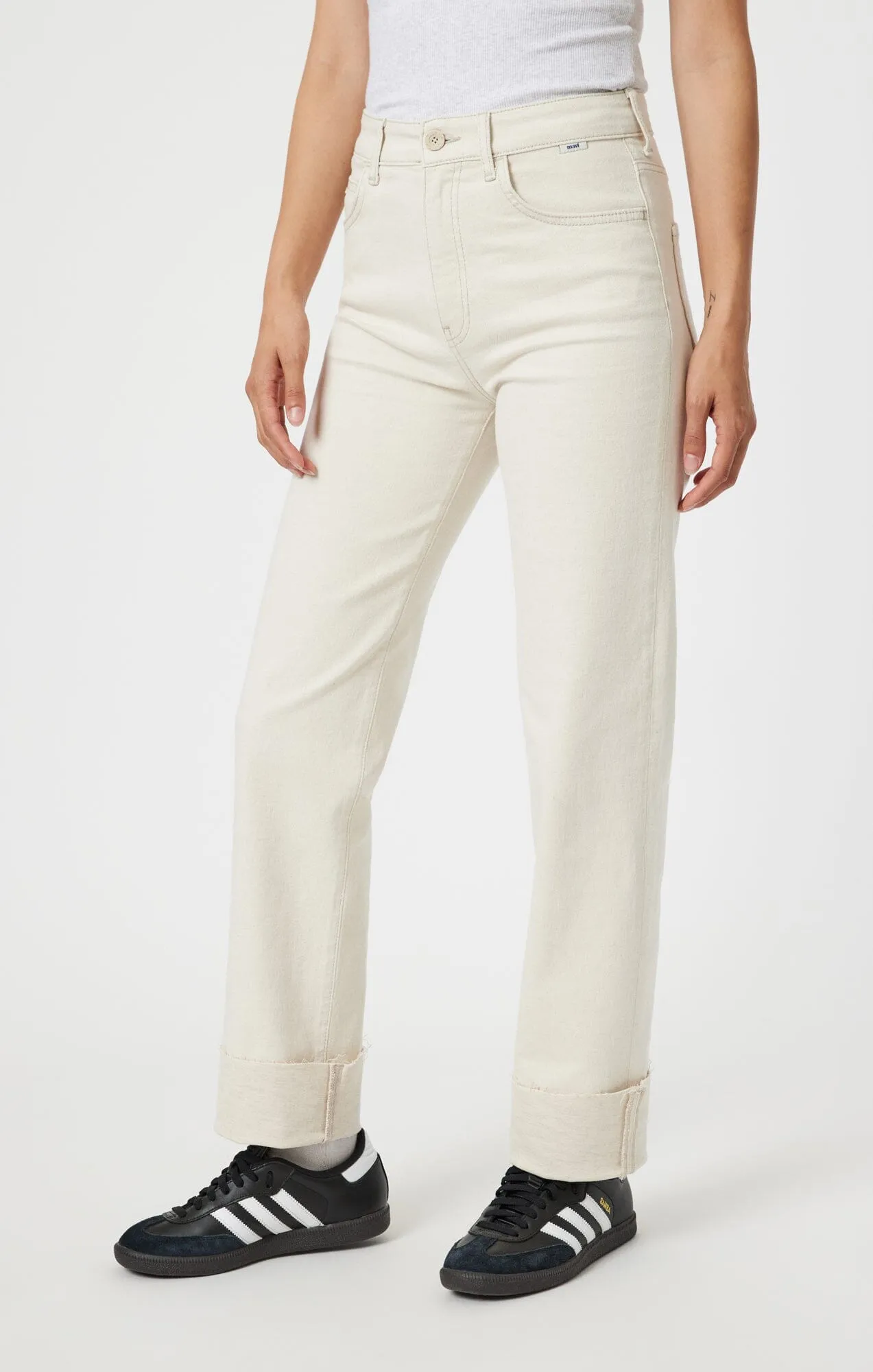 SAVANNAH CUFFED STRAIGHT LEG IN NATURAL ECRU DENIM