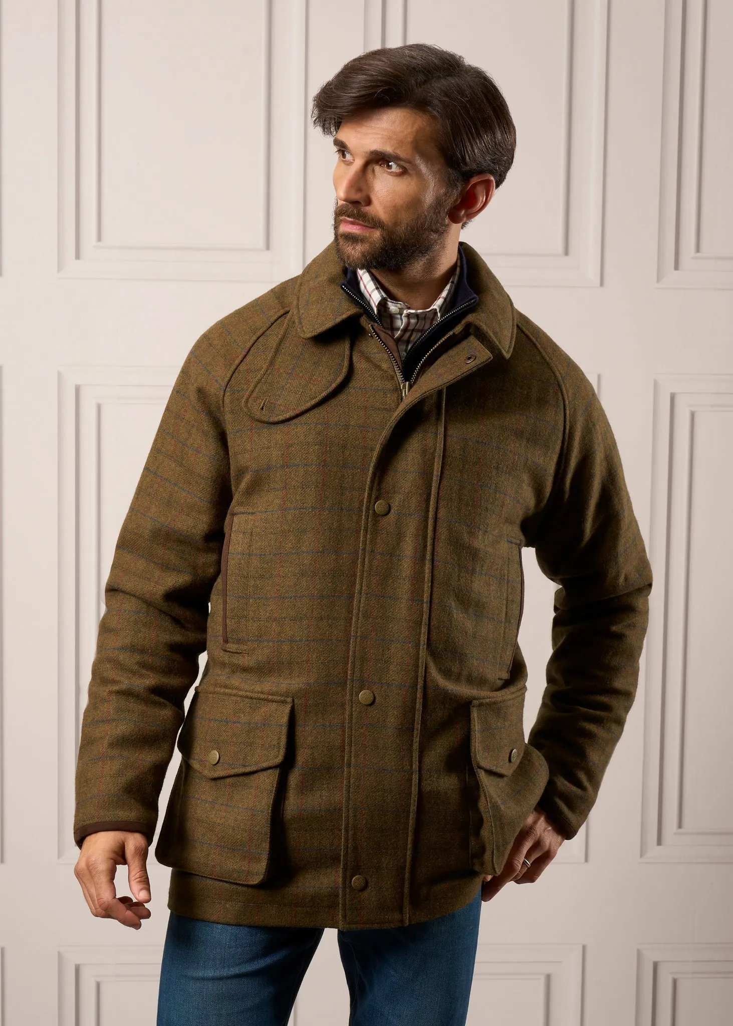 Surrey Waterproof Tweed Coat In Moor - Shooting Fit