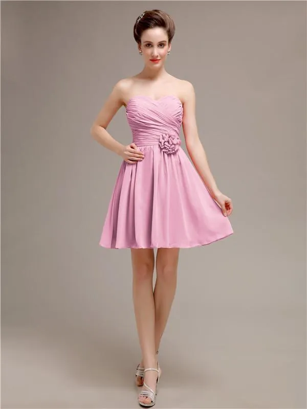 Sweetheart A-Line Short Chiffon Bridesmaid Dresses