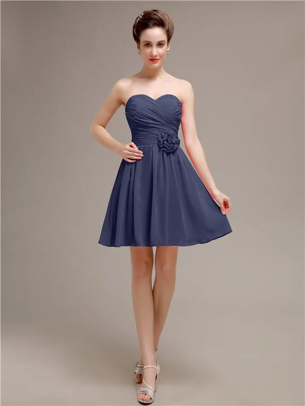 Sweetheart A-Line Short Chiffon Bridesmaid Dresses