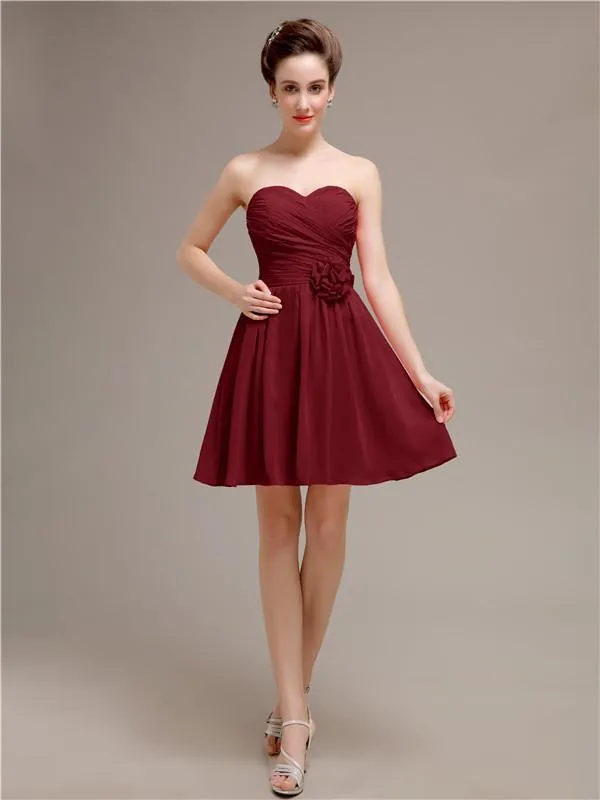 Sweetheart A-Line Short Chiffon Bridesmaid Dresses