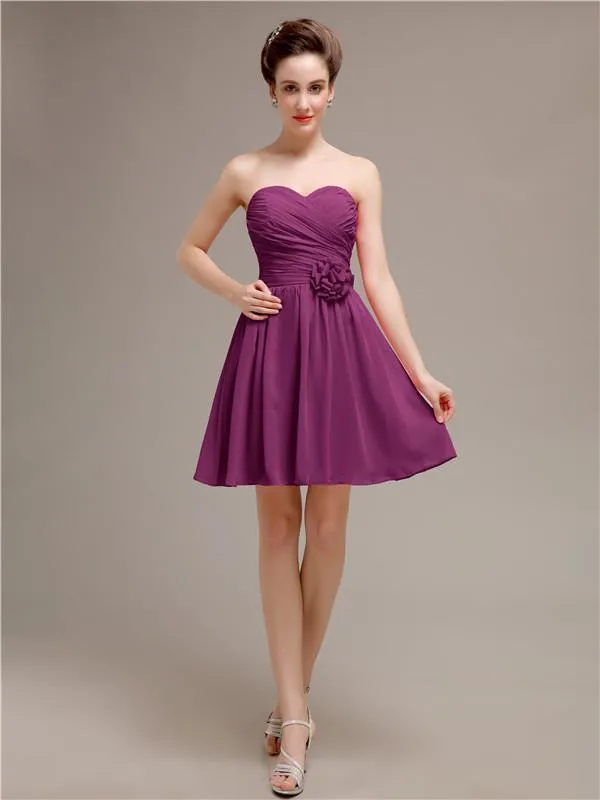 Sweetheart A-Line Short Chiffon Bridesmaid Dresses