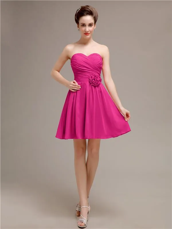 Sweetheart A-Line Short Chiffon Bridesmaid Dresses