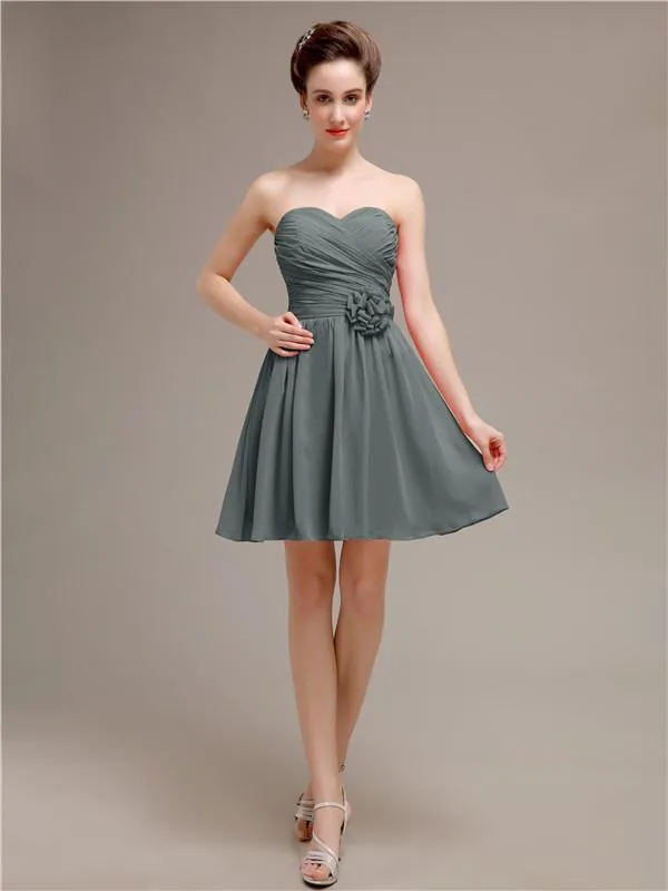 Sweetheart A-Line Short Chiffon Bridesmaid Dresses