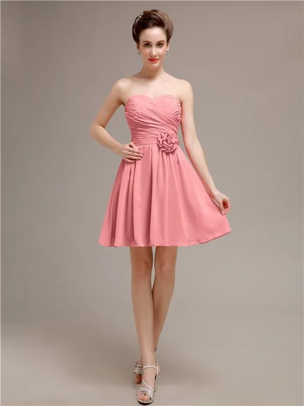 Sweetheart A-Line Short Chiffon Bridesmaid Dresses