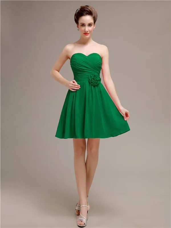 Sweetheart A-Line Short Chiffon Bridesmaid Dresses