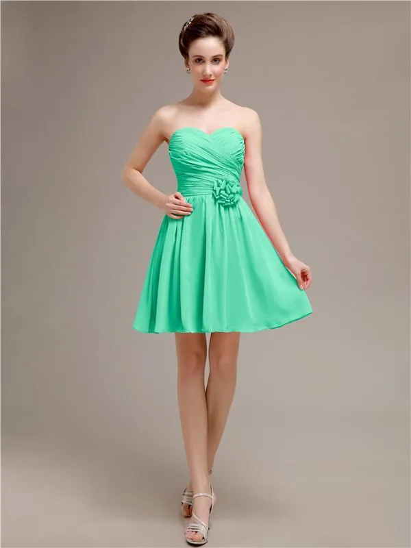 Sweetheart A-Line Short Chiffon Bridesmaid Dresses