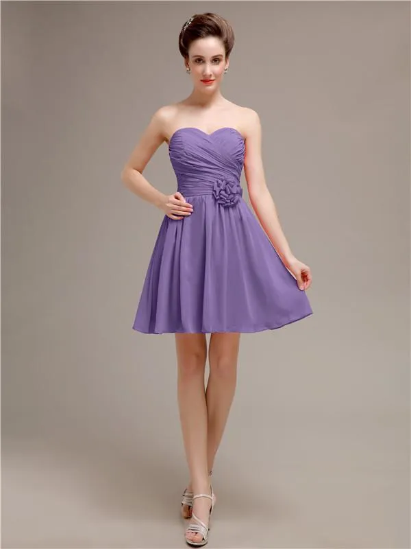 Sweetheart A-Line Short Chiffon Bridesmaid Dresses