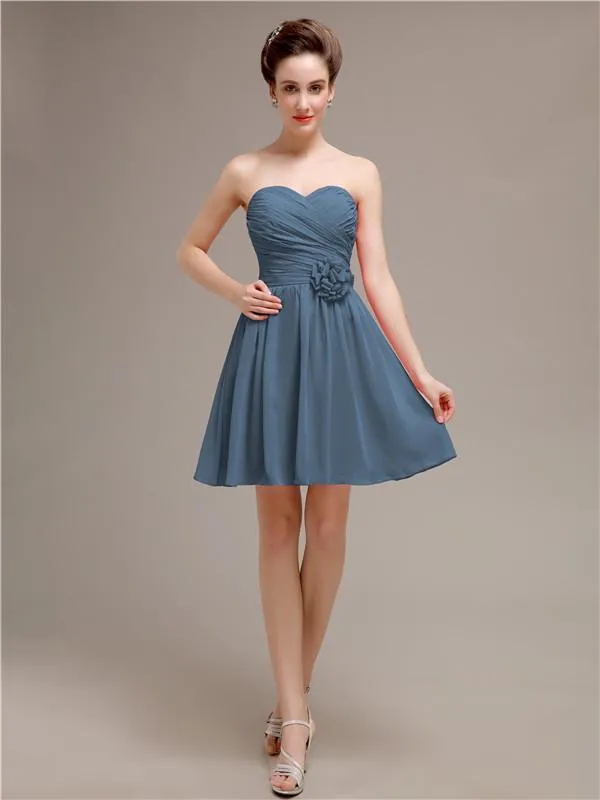 Sweetheart A-Line Short Chiffon Bridesmaid Dresses