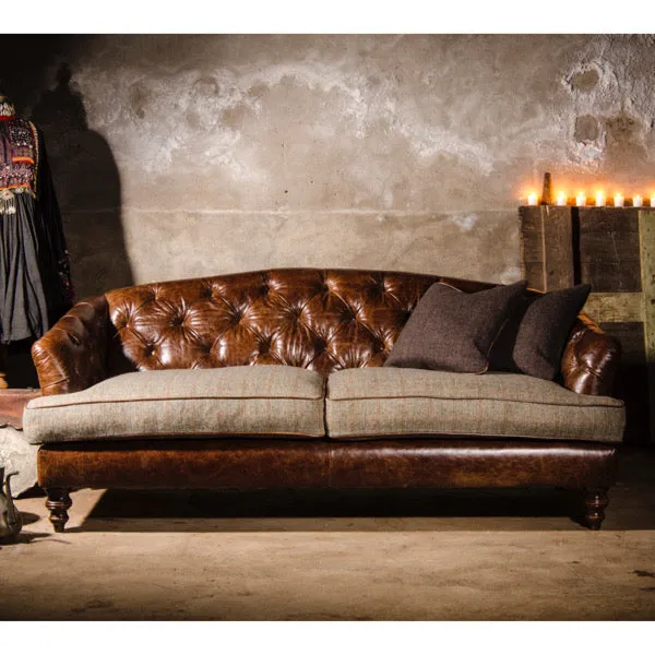 Tetrad Harris Tweed and Leather Dalmore Midi Sofa