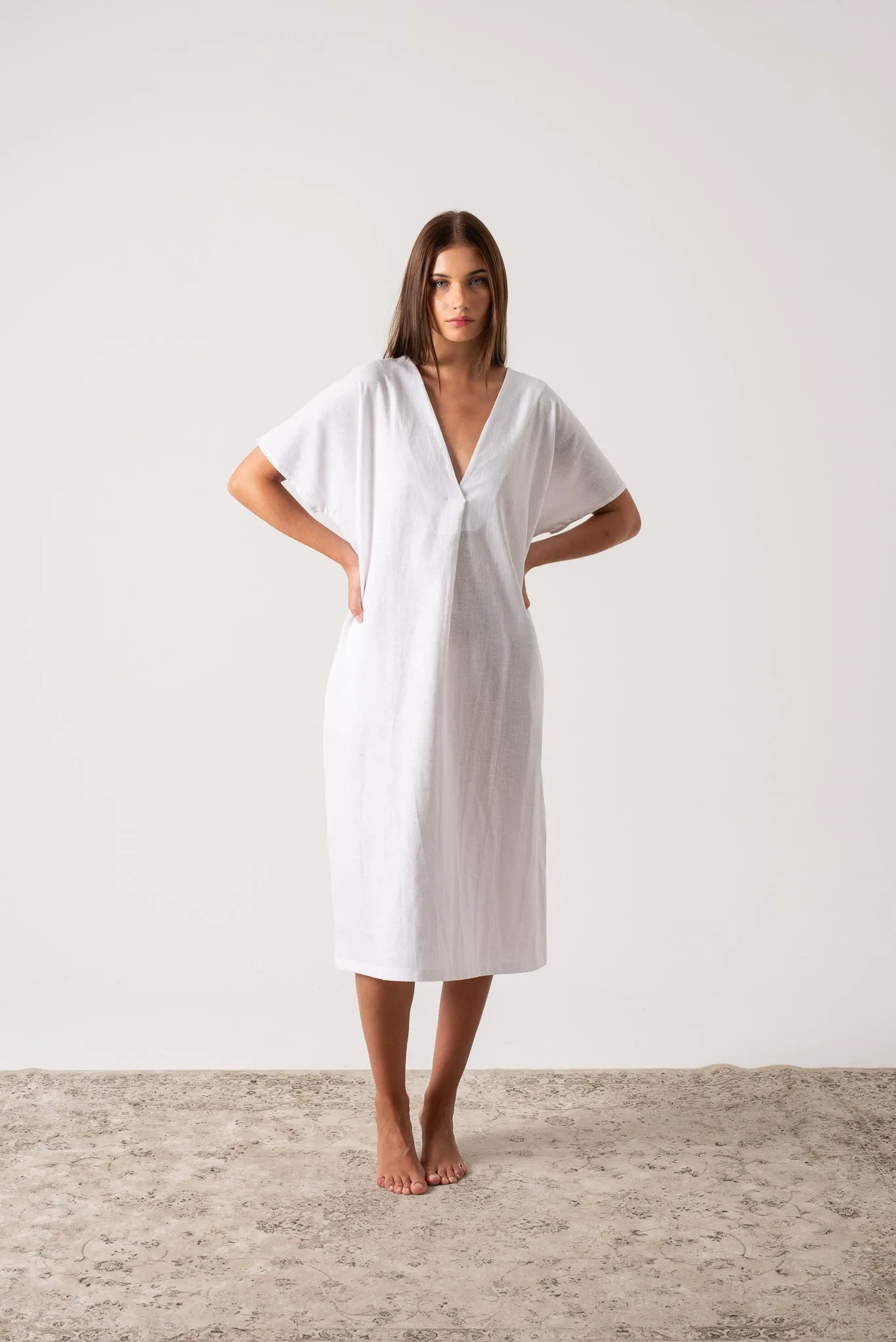 Vacanza Linen Kaftan White