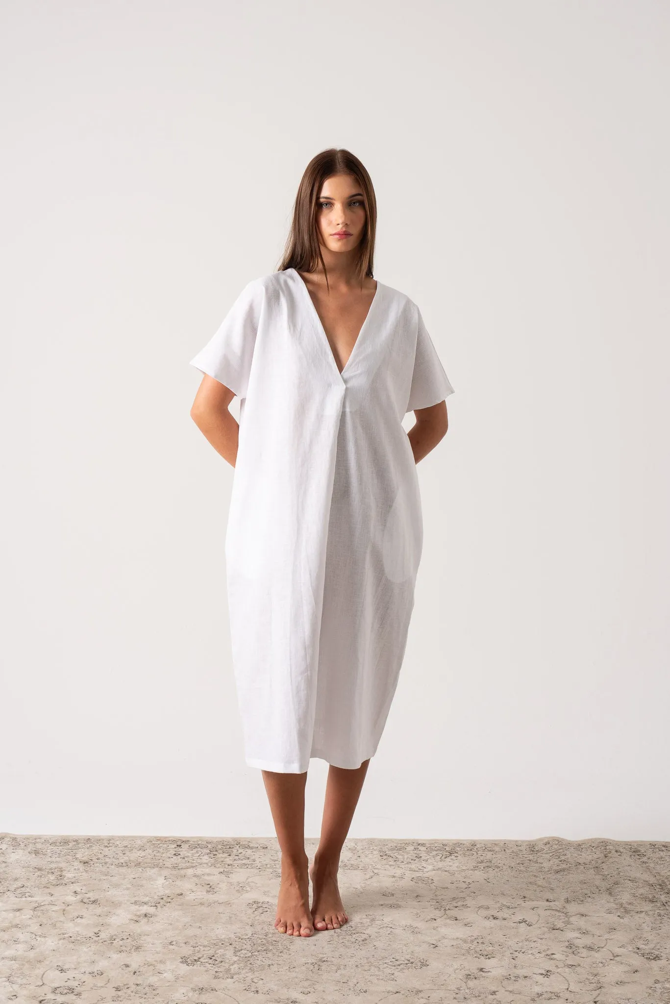 Vacanza Linen Kaftan White