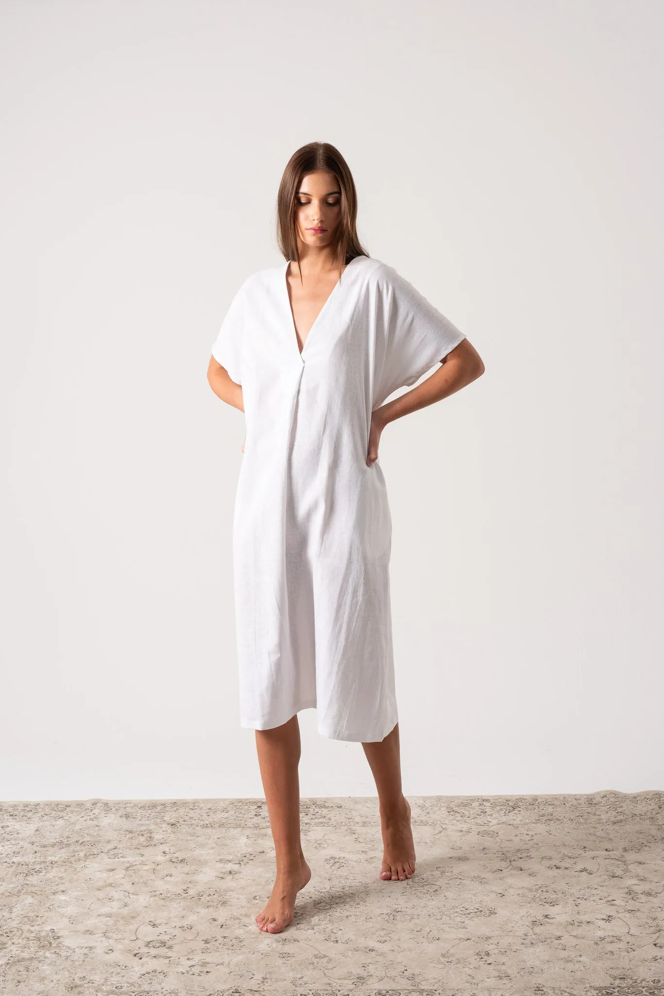 Vacanza Linen Kaftan White