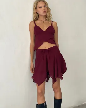 Veny Mini Skirt in Chiffon Oxblood