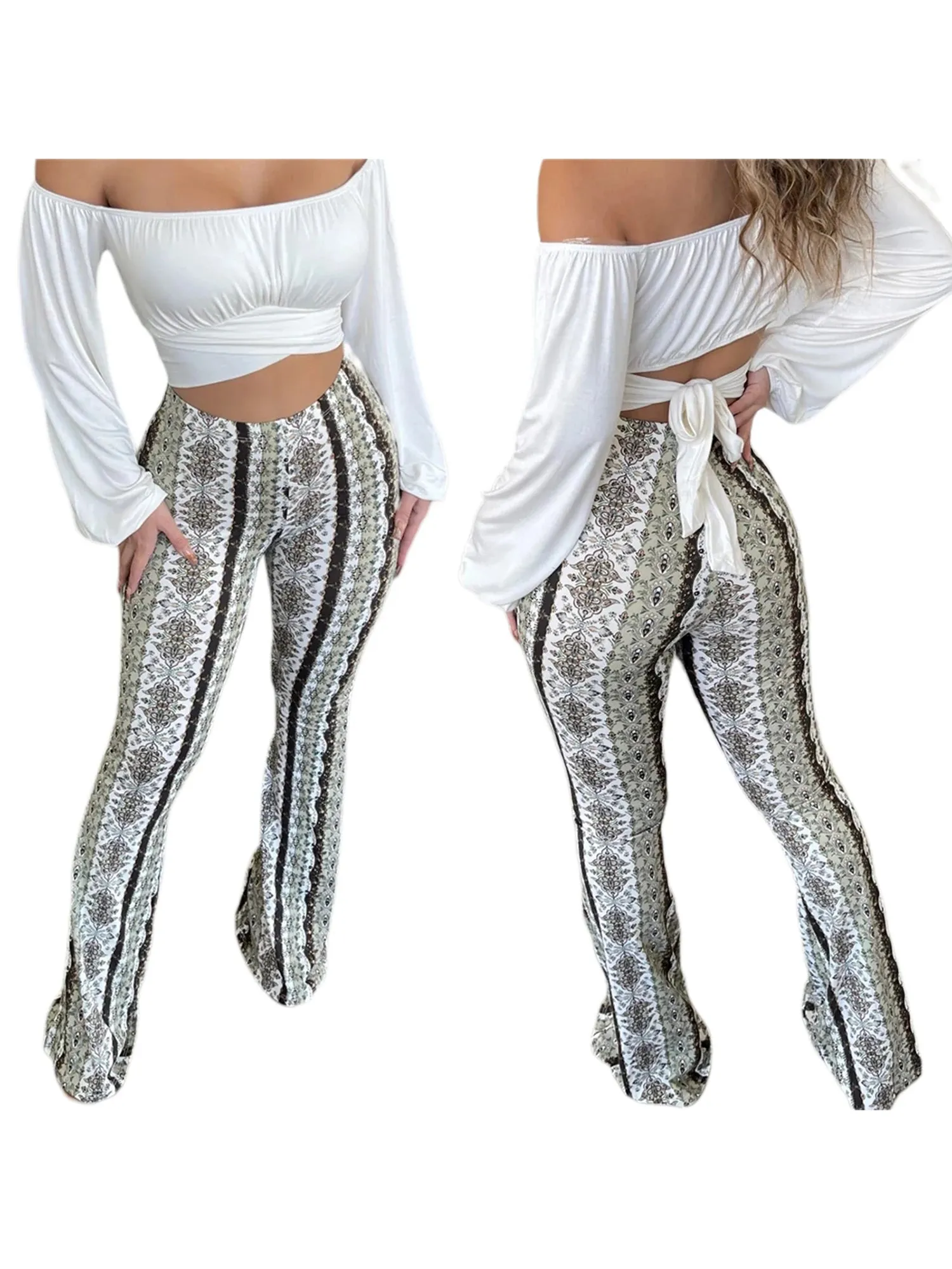 Women's Flare Ethnic Print Pants