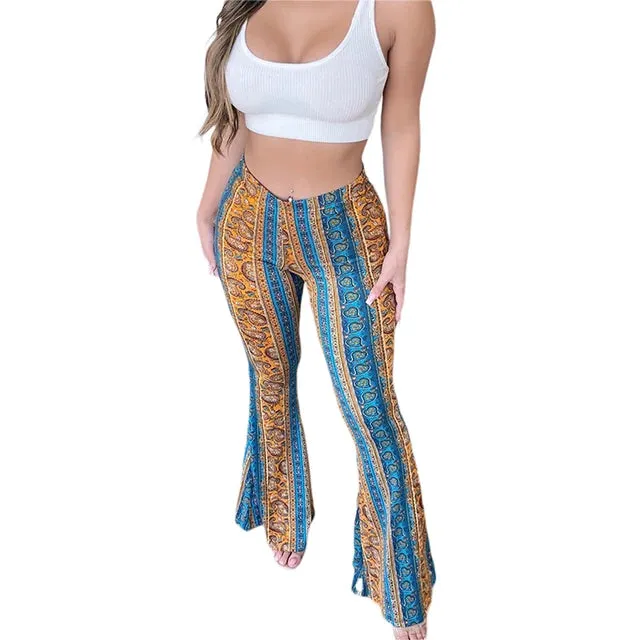 Women's Flare Ethnic Print Pants