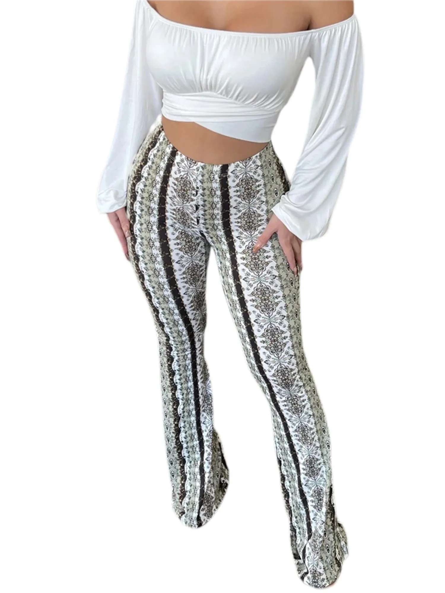 Women's Flare Ethnic Print Pants