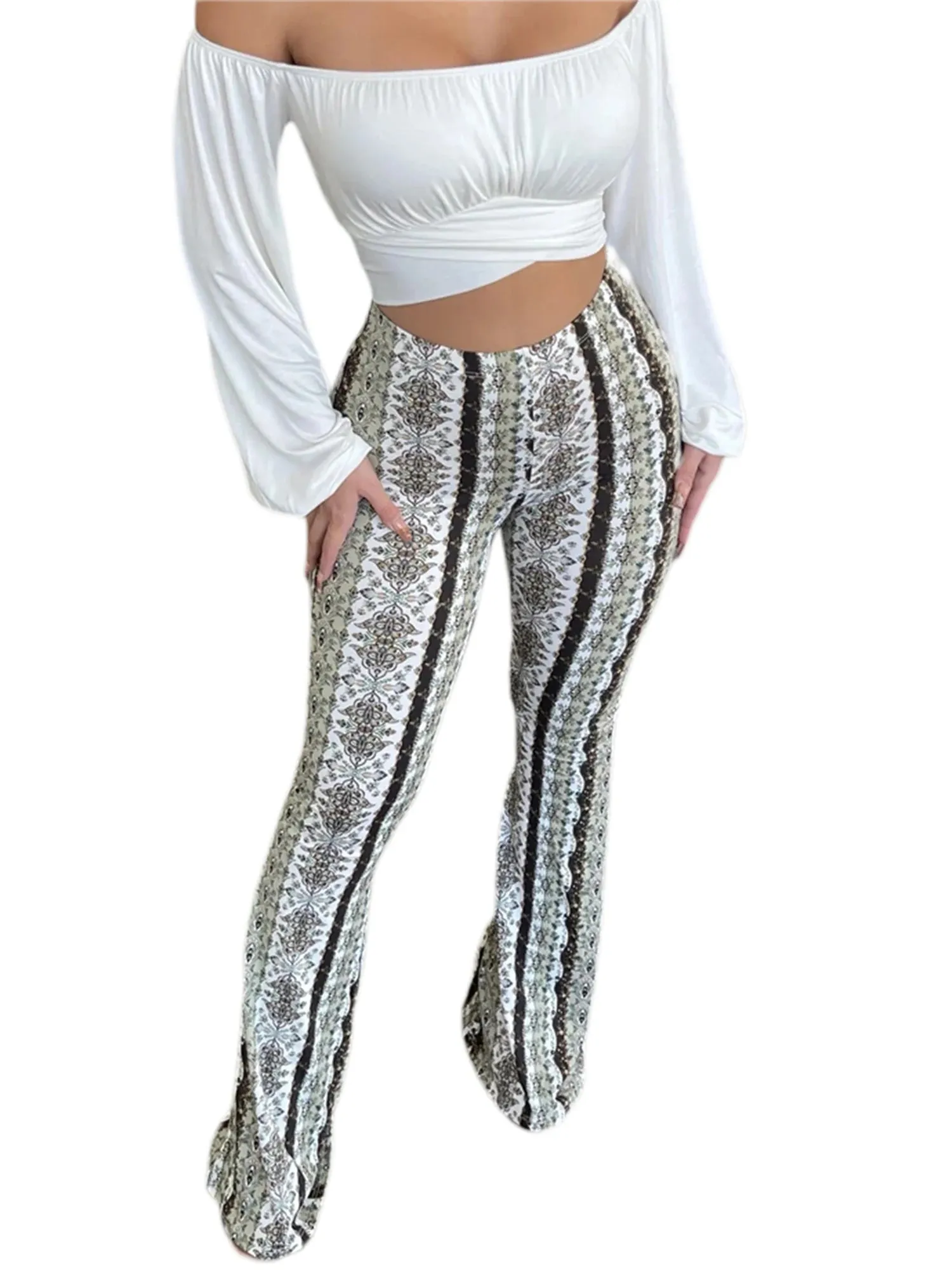 Women's Flare Ethnic Print Pants